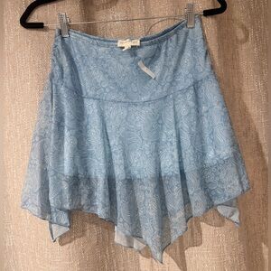 See You Monday Blue Paisley Chiffon Mini Skirt Size S NWT